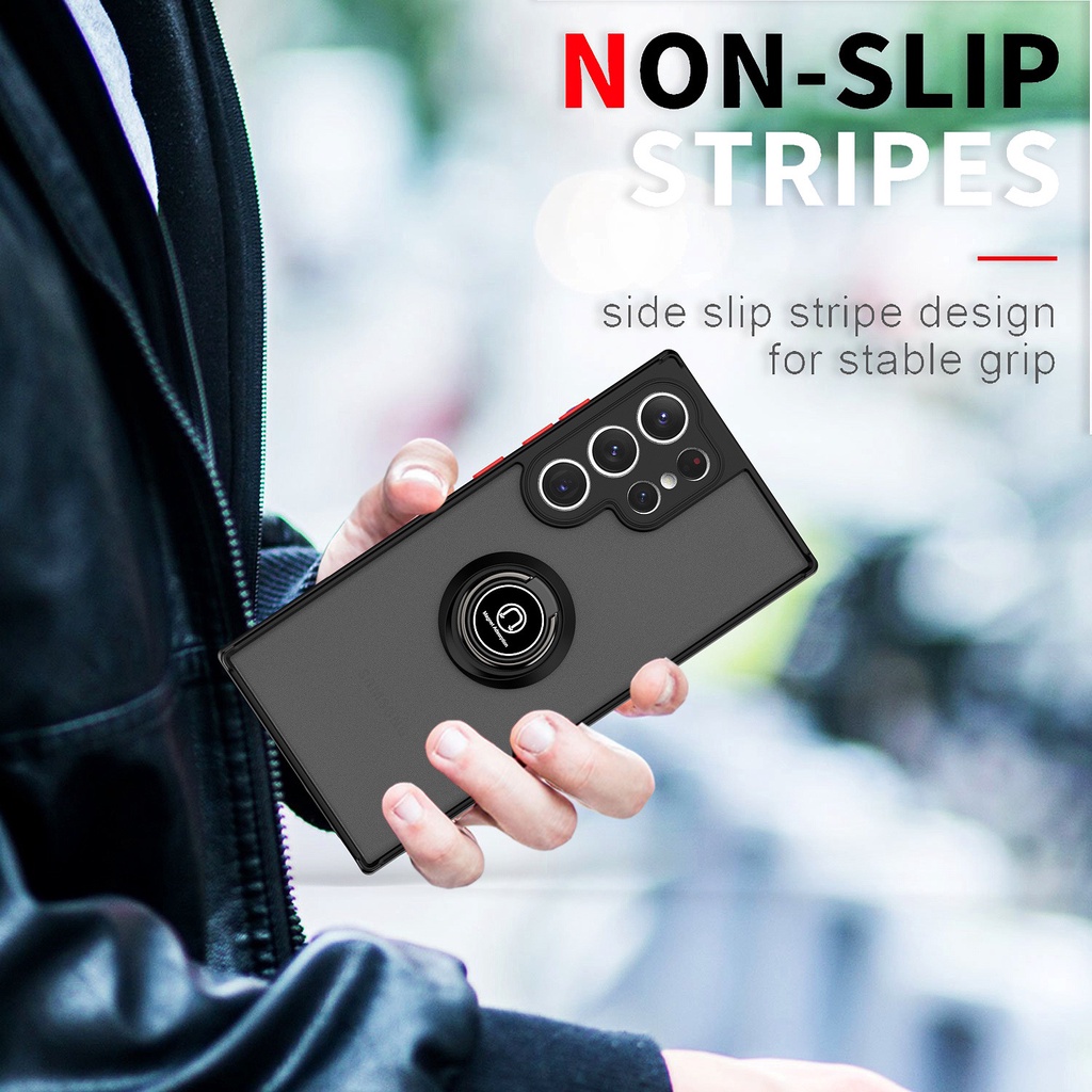 Ốp Điện Thoại Silicone Cứng Có Giá Nhẫn Từ Tính Cho Samsung Galaxy S23 Ultra S22 S21 Plus S20 FE A54 A34 A24 4G5G