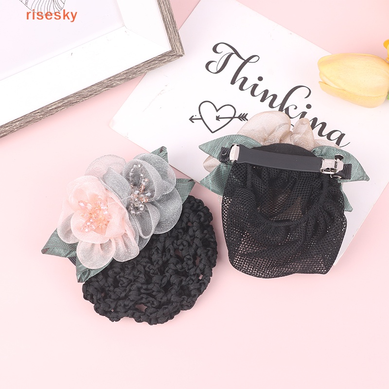 [risesky] Kẹp Tóc Lưới Xoăn Nhẹ Nhàng Thanh Lịch Hàn Quốc Cho Y Tá / Ngân Hàng / Khách Sạn