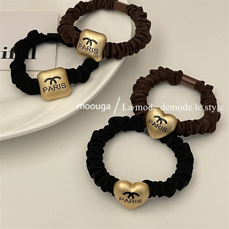 Moouga / hàn quốc phiên bản đơn giản hình học Kim loại vòng dây tóc ruột vòng dây tóc màu đỏ dây cao su dây tóc dây thừng