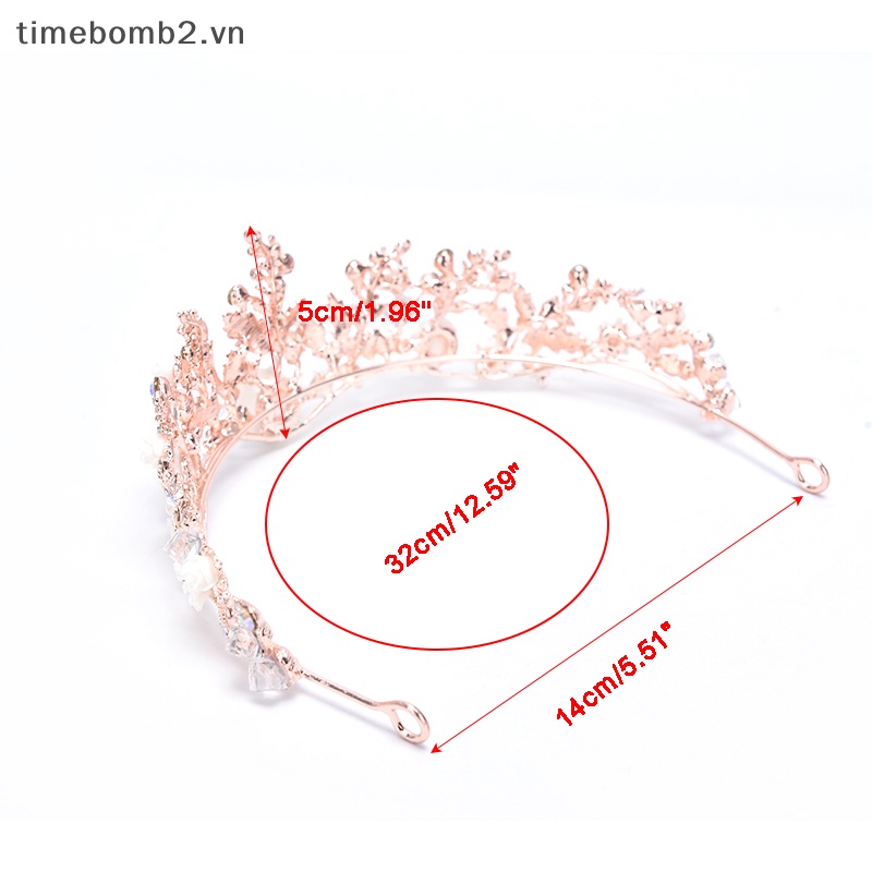 {Timebomb} Vương Miện Đội Đầu Cô Dâu Baroque Đính Kim Cương Giả Màu Vàng