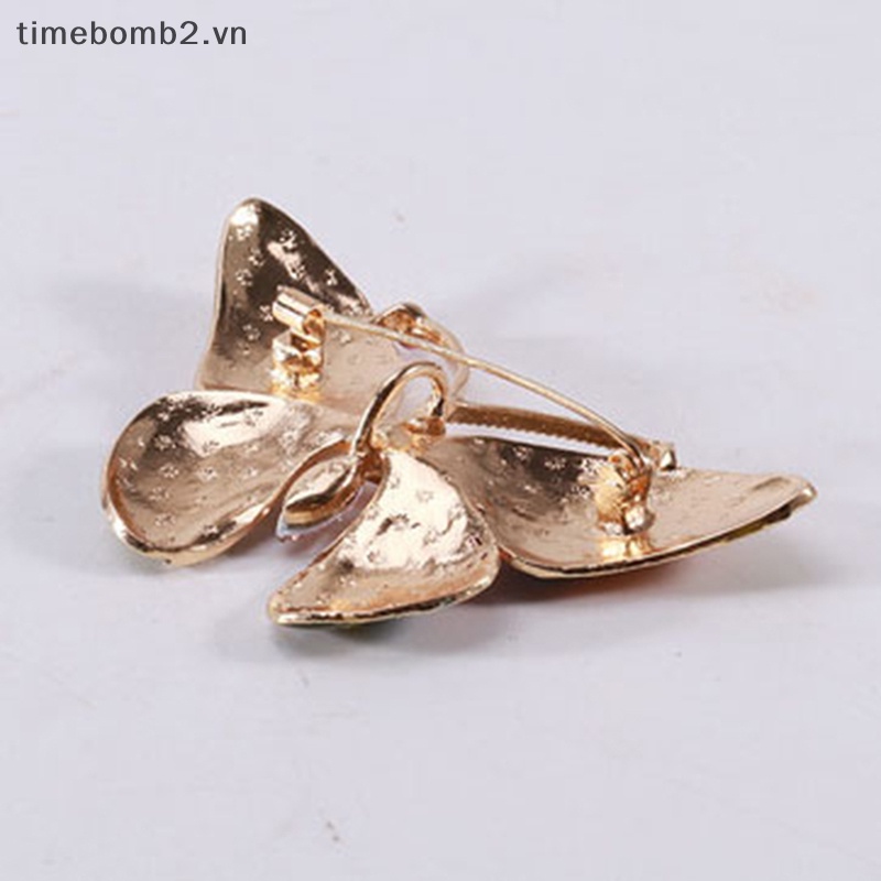 {Timebomb} Trâm Cài Áo Hình Bướm Tráng Men Đính Đá Cho Nữ.