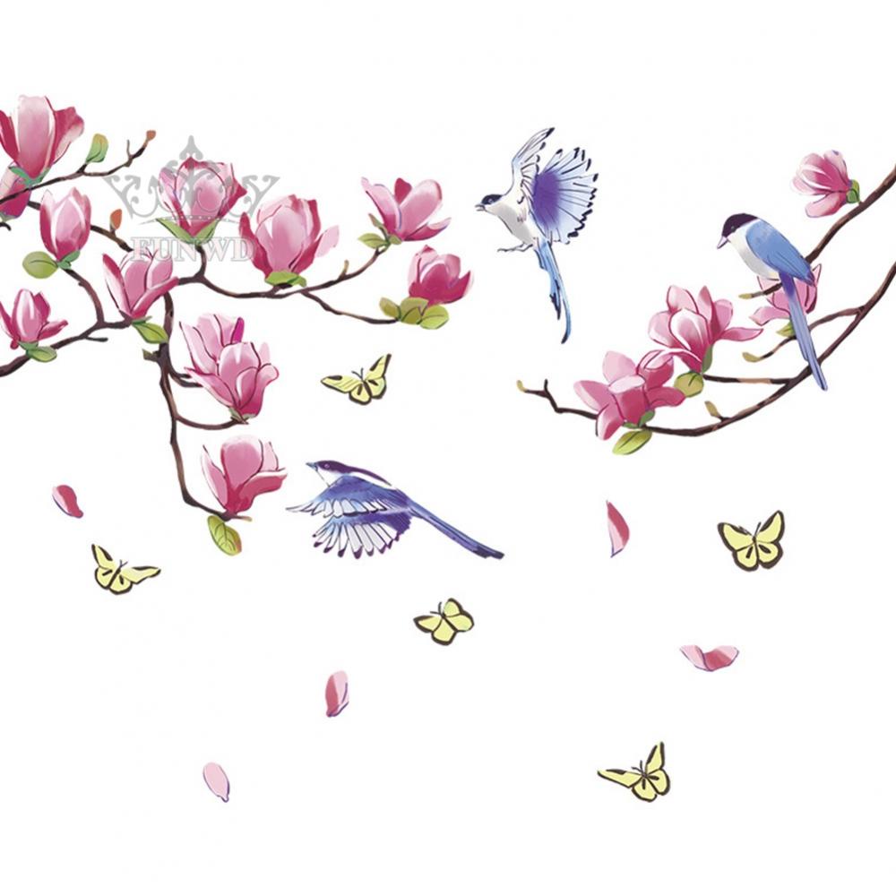 Miếng Dán Tường Trang Trí Hình Hoa Và Chim Tháo Rời Được Dành Cho Phòng Trẻ Em