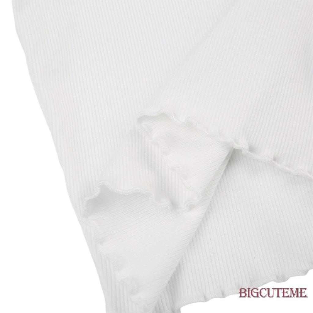 Áo Croptop Dệt Kim Ngắn Tay Cổ Vuông Phối Nút Thời Trang Đường Phố Cho Nữ