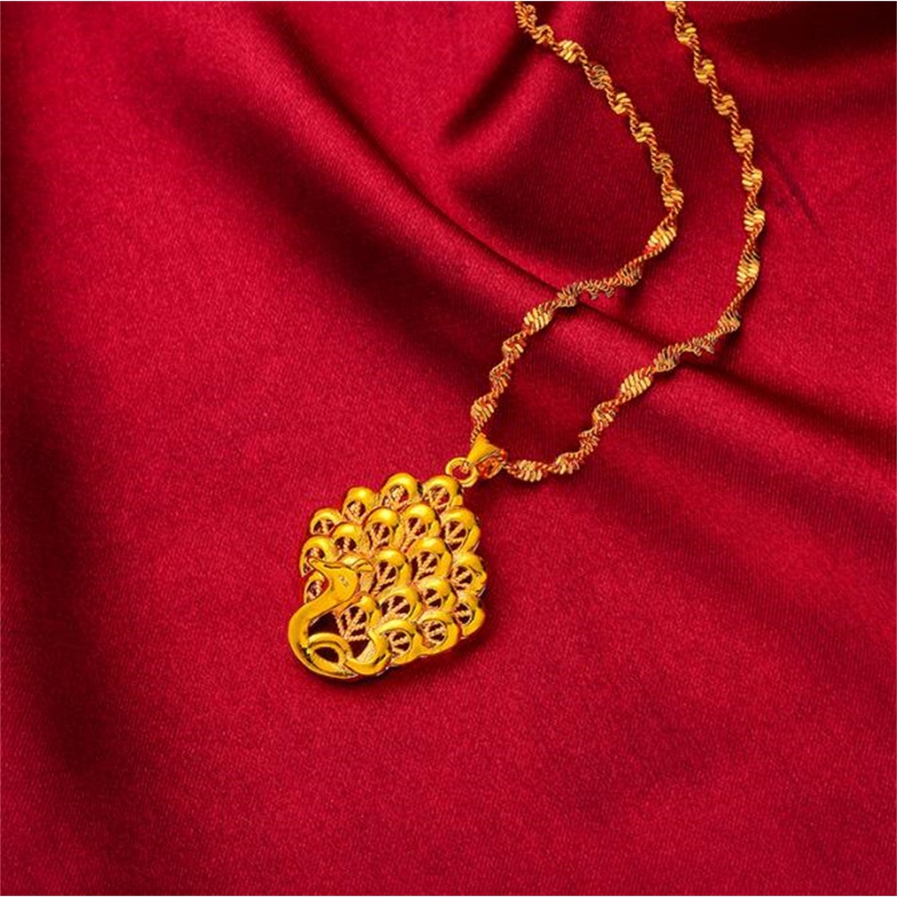 Dây Chuyền Mạ Vàng 24K Mặt Hình Chim Công Thời Trang Cho Nữ