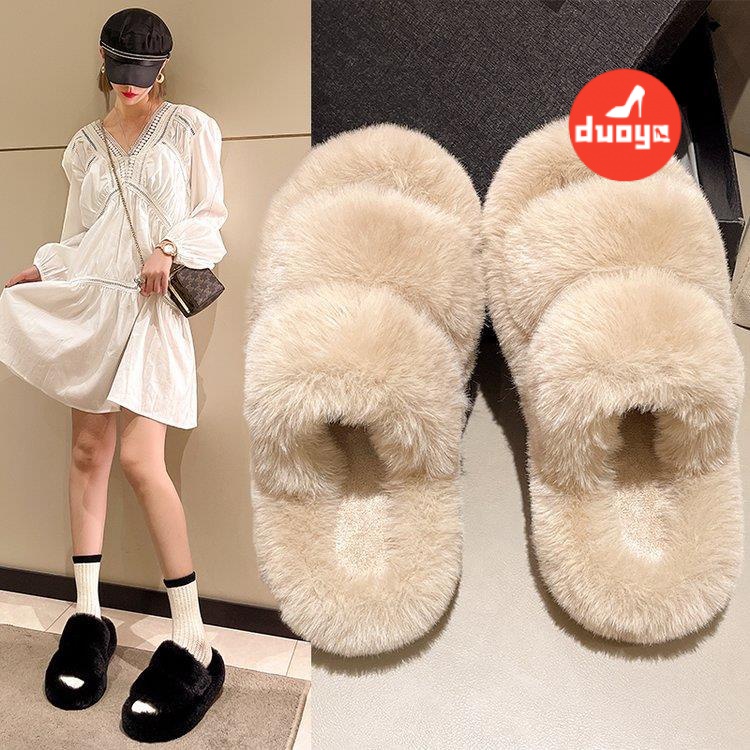 Duoya Dép Lông Nhung Đế Dày Phong Cách Thần Tiên Thời Trang Mùa Thu 2022 Mới Cho Nữ
