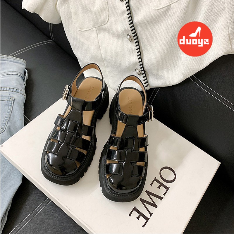 Duoya Tóc Thẳng ~ [Hàng Có Sẵn] Giày Sandal La Mã Đế Dày Bằng Da Mềm Mại Thời Trang Mùa Hè Cho Nữ Miễn Phí Vận Chuyển
