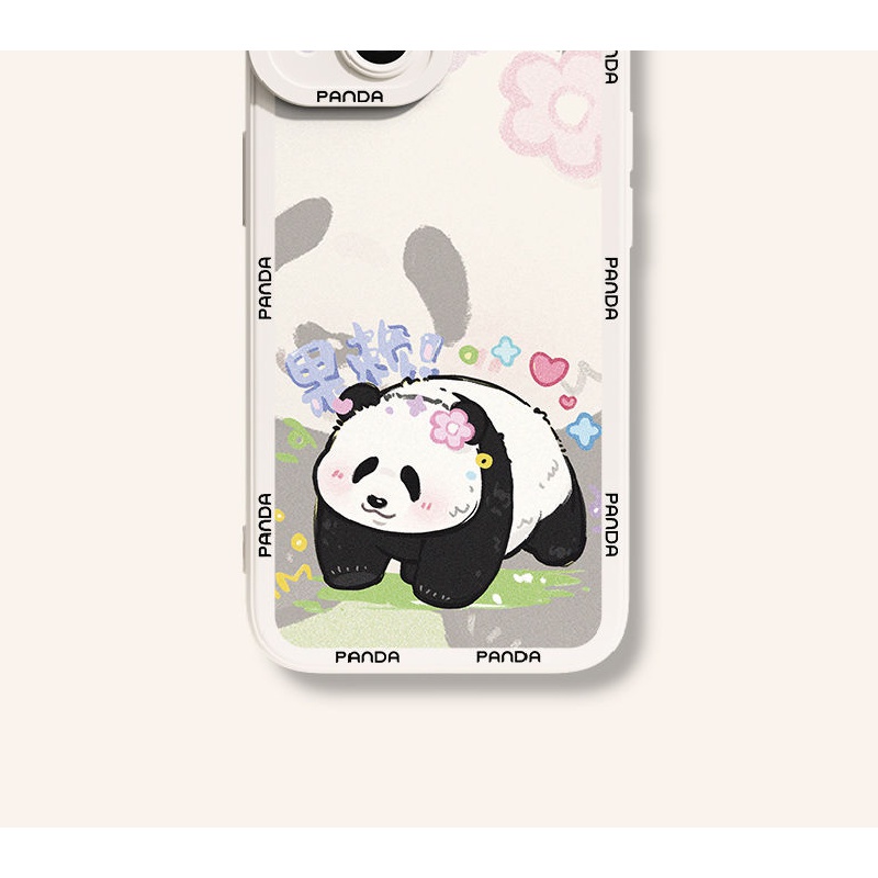 Ốp Điện Thoại Silicon Dẻo In Hình Gấu Trúc Và Hoa Xinh Xắn Cho Iphone 13 14Promax 14 12 11