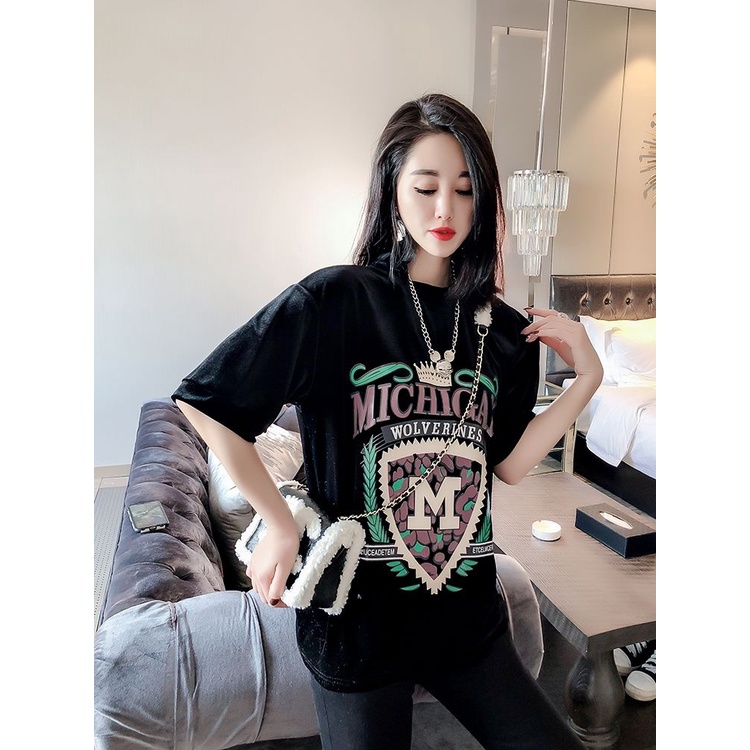 Áo Thun Nữ Ngắn Tay In Chữ Phong Cách Châu Âu