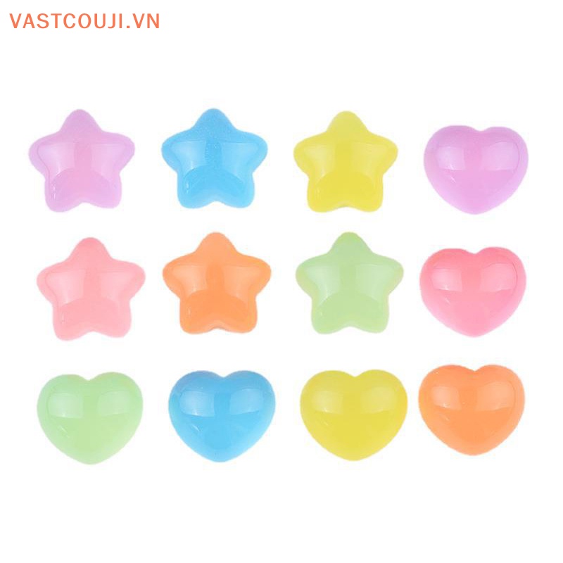 Bộ 5 Đồ trang trí VASTJI Mini Bằng Nhựa Resin Họa Tiết Ngôi Sao / Trái Tim Phát Quang Trang