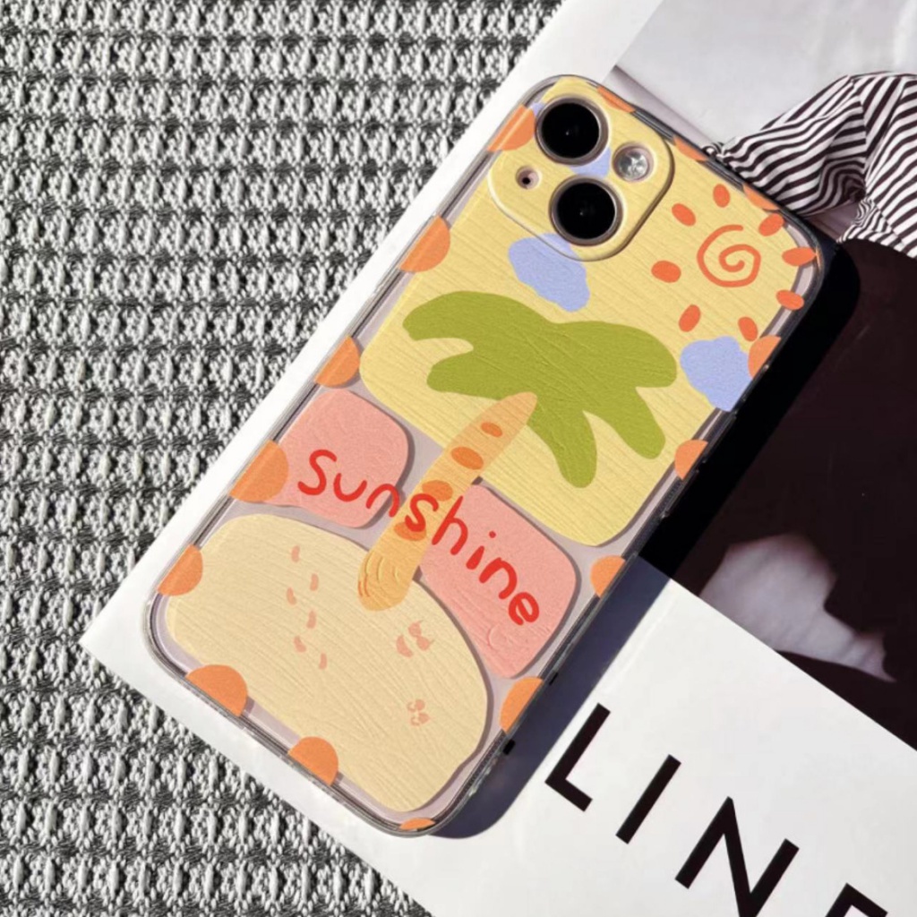 ✅Ốp Điện Thoại Trong Suốt In Hình Cây Dừa Cho Iphone 12 / 14promaxxspro xrplus8 / Beach 713