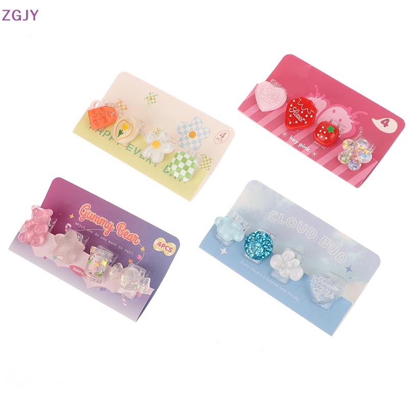 Set 4 Kẹp Tài Liệu Bằng Nhựa Họa Tiết Hoạt Hình Dễ Thương Mới