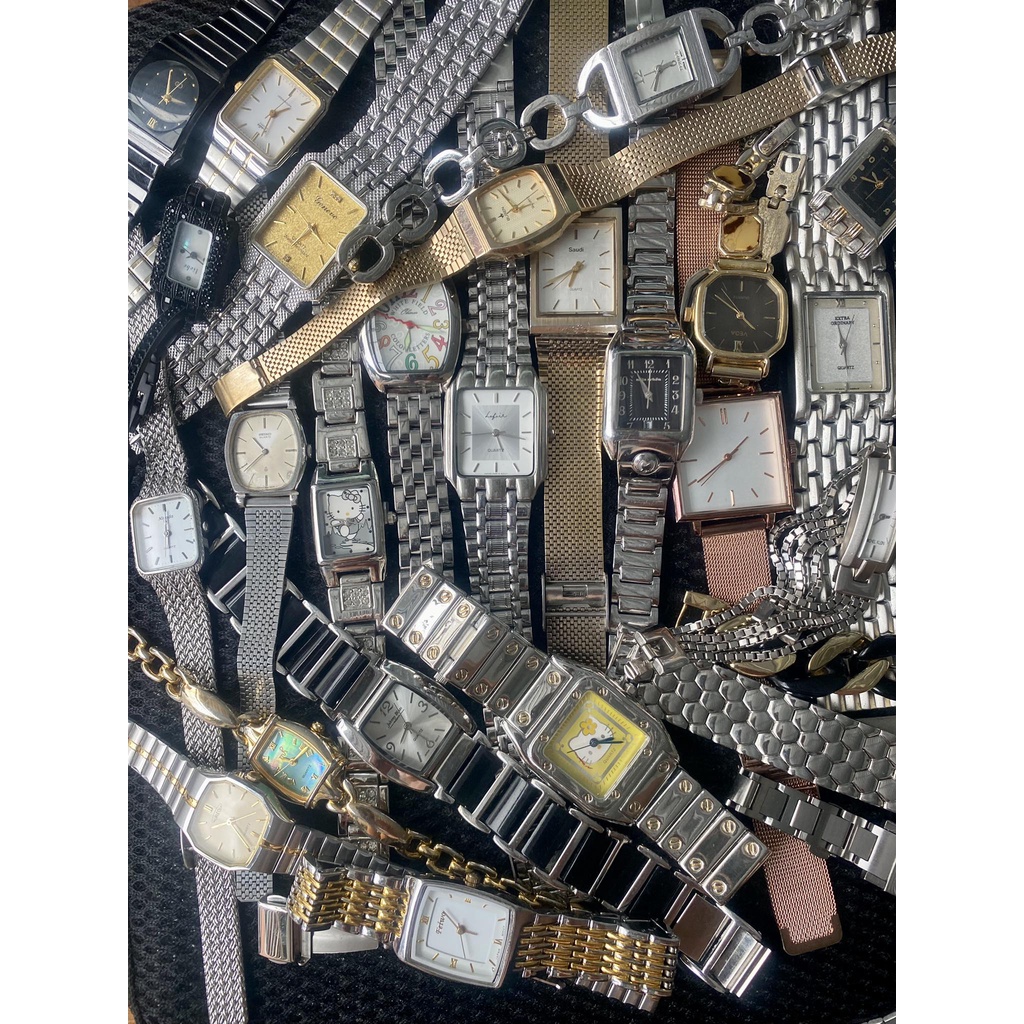 (L@d@) Đồng hồ nữ form vuông, chữ nhật, dây kim loại nhiều mẫu mã đa dạng hàng 2hand, vintage bãi Nhật