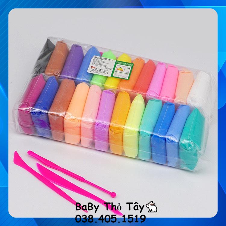 Đất Sét Nhật Tự Khô An Toàn Lốc 24 Màu , Giúp Bé Nặn Hình, Thỏa Sức Sáng Tạo Mà Không Bị Dính Tay.
