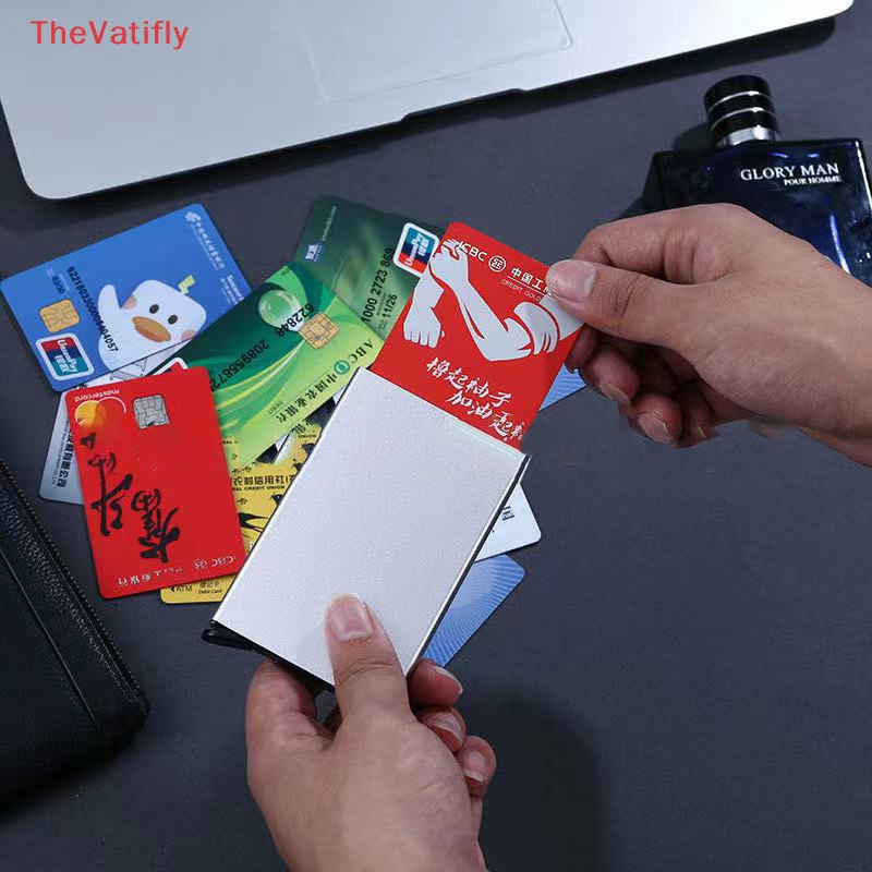 Ví Đựng Thẻ ID / Danh Thiếp Bằng Kim Loại Nhôm Mỏng Chống Trộm Cho Nam Và Nữ