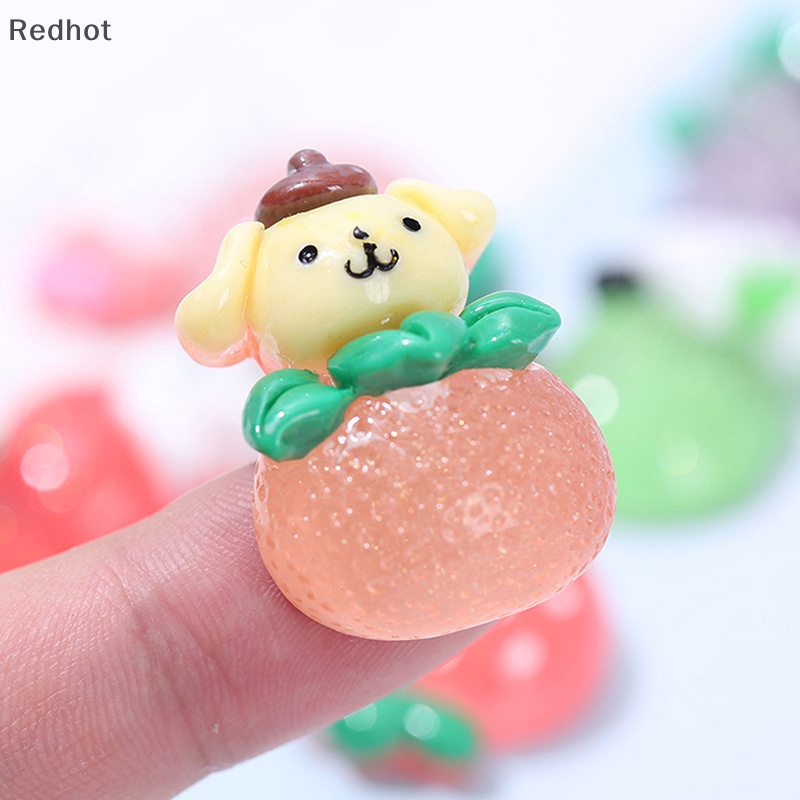 &lt; Redhot &gt; Bộ 2 Miếng Dán Trang Trí Điện Thoại Hình Trái Cây Hoạt Hình Mini Bằng Nhựa Resin Dạ Quang DIY