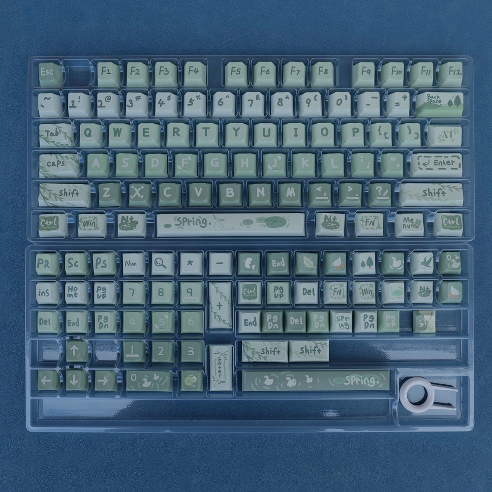 Spring Outing Keycaps XDA/Cherry Profile Matcha Sữa Xanh Thảo Cầm Viên PBT Dye Sub Bàn Phím Cơ Keycap