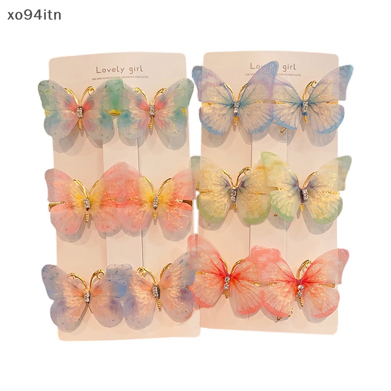 Set 6 Kẹp Tóc Hình Bướm Nhiều Màu Dễ Thương Cho Bé Gái