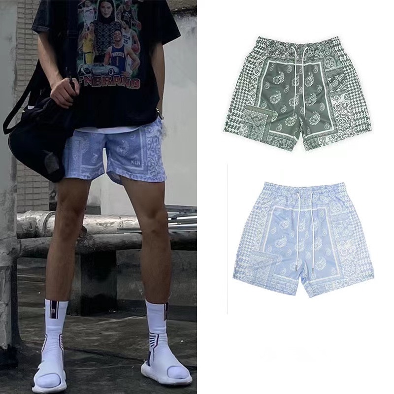 Quần Short Bóng Rổ Phối Lưới Thêu Họa Tiết Kinetic Paisley Thời Trang Mùa Hè Cho Nam