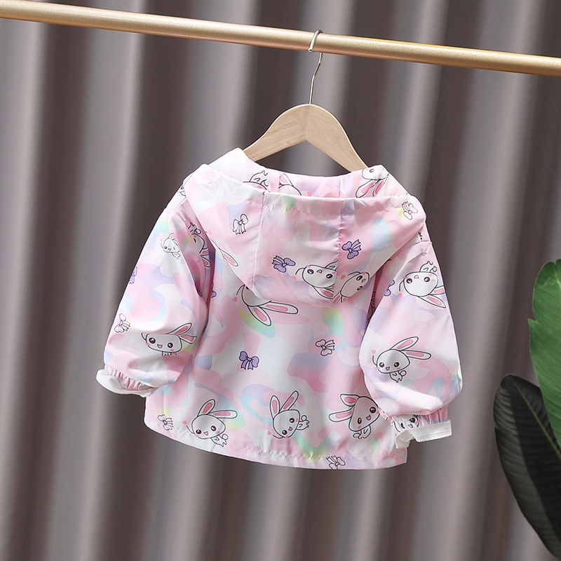 Áo Khoác Chống Gió Có Mũ Trùm Thời Trang Xuân Thu Cho Bé Gái