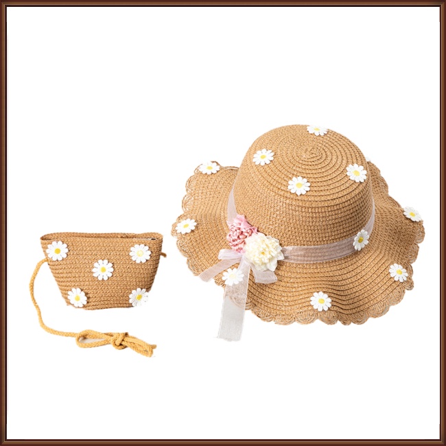 Set 2 Món Nón Chống Nắng + Túi Xách Dễ Thương Xinh Xắn Dành Cho Bé 2-8 Tuổi