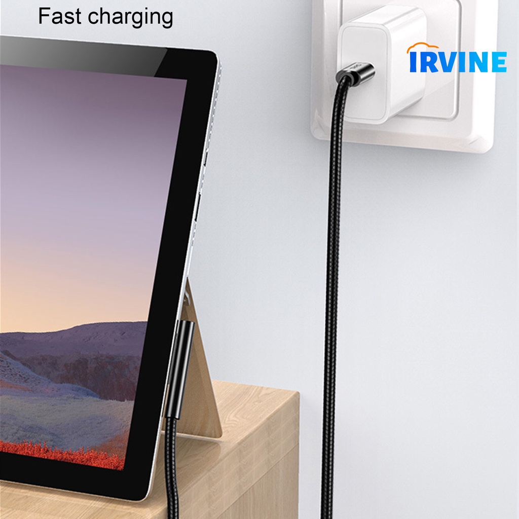 Dây Cáp Sạc Nhanh Loại C 65W 15V 4A Cho Laptop Microsoft Surface Pro 3 / 4 / 5 / 6 / Go / Book 1 / Book 2