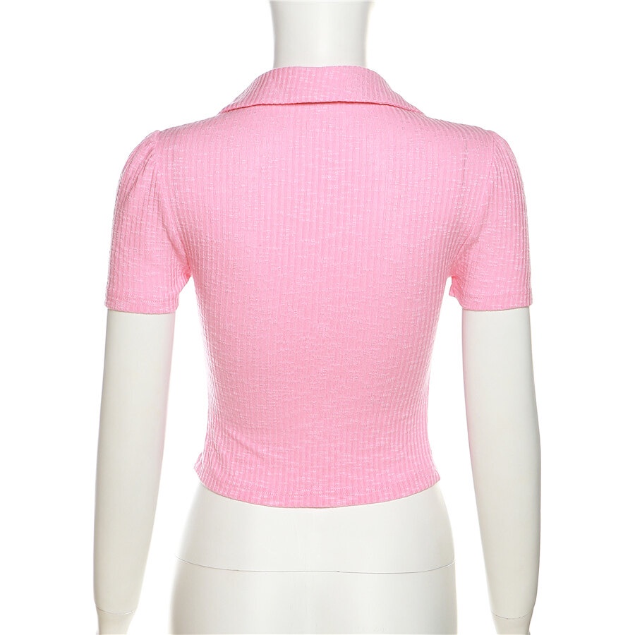 Weird Puss Áo Croptop Dệt Kim Tay Ngắn Màu Trơn Đơn Giản Thời Trang Mùa Hè Cho Nữ