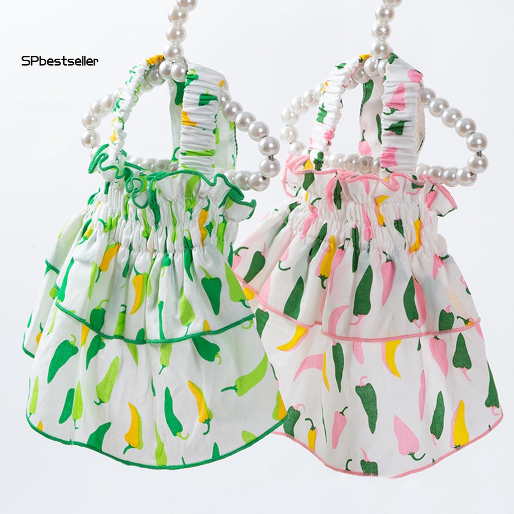 Spbestsellkr Đầm Cotton Dệt Kim Mịn Họa Tiết Quả Ớt Sáng Tạo Trang Trí Thú Cưng Mặc Hàng Ngày
