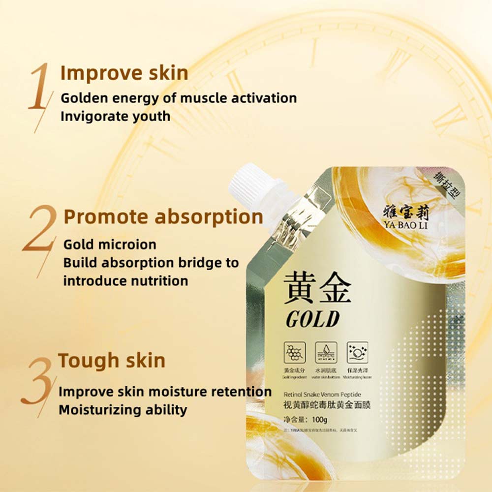 YABAOLI Retinol Snake Venom Peptide Gold Facial Mask 100g Retinol Mask Peel Mask Gold Face Mask Cleansing Gel Cleanser For Face Peel Off Mask
