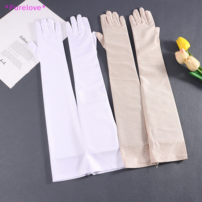 1 Đôi Găng Tay Dài Màu Trơn Thời Trang Dành Cho Nữ Mới