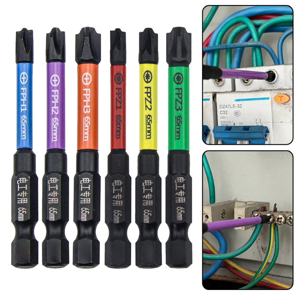 Bộ 6 Tua Vít Đầu Chéo 65mm Chuyên Dụng Cho Thợ Điện FPH FPZ