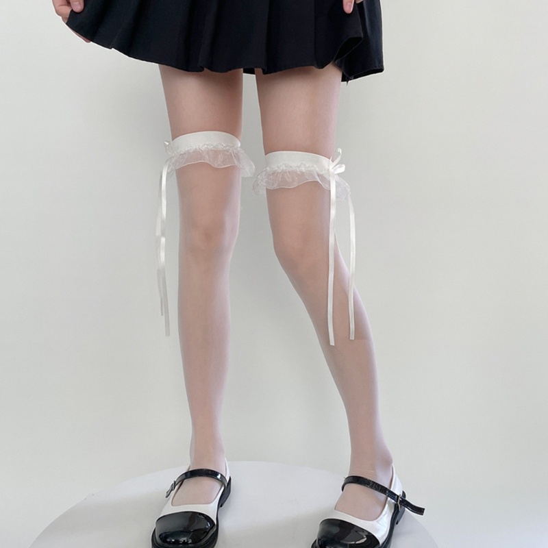 Vớ Dài Qua Gối Siêu Mỏng Đính Nơ Gợi Cảm Cho Nữ