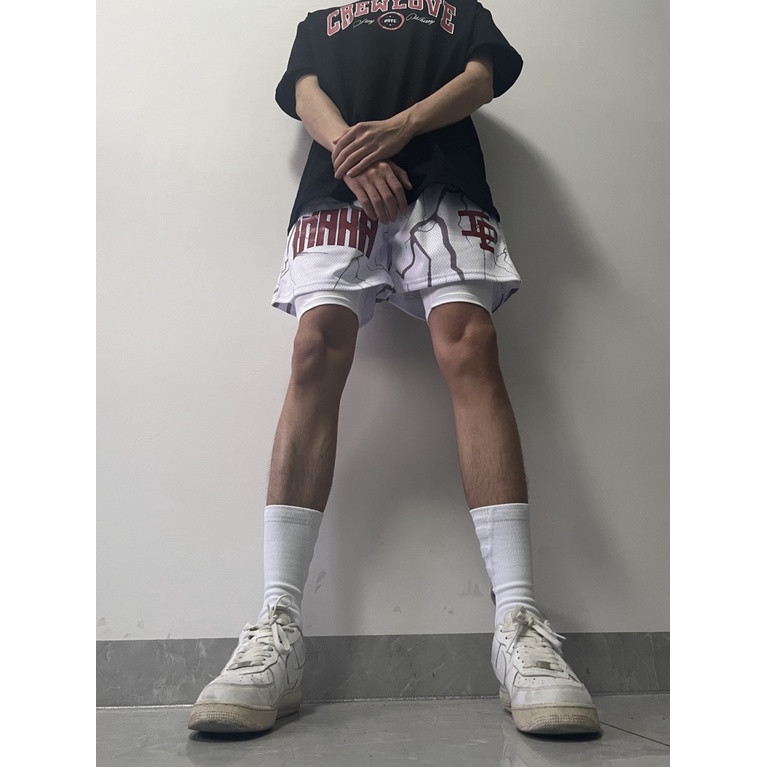 Inaka POWER Quần Short Thể Thao Bóng Rổ Giả Hai Mảnh Khô Nhanh Phong Cách Đường Phố Mỹ Hàng Mới