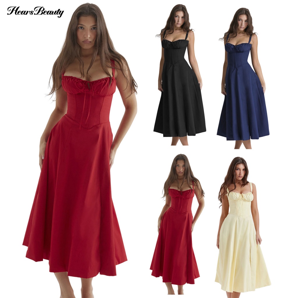 Đầm Midi Cổ Khoét Sâu Thời Trang Dạo Phố Sành Điệu