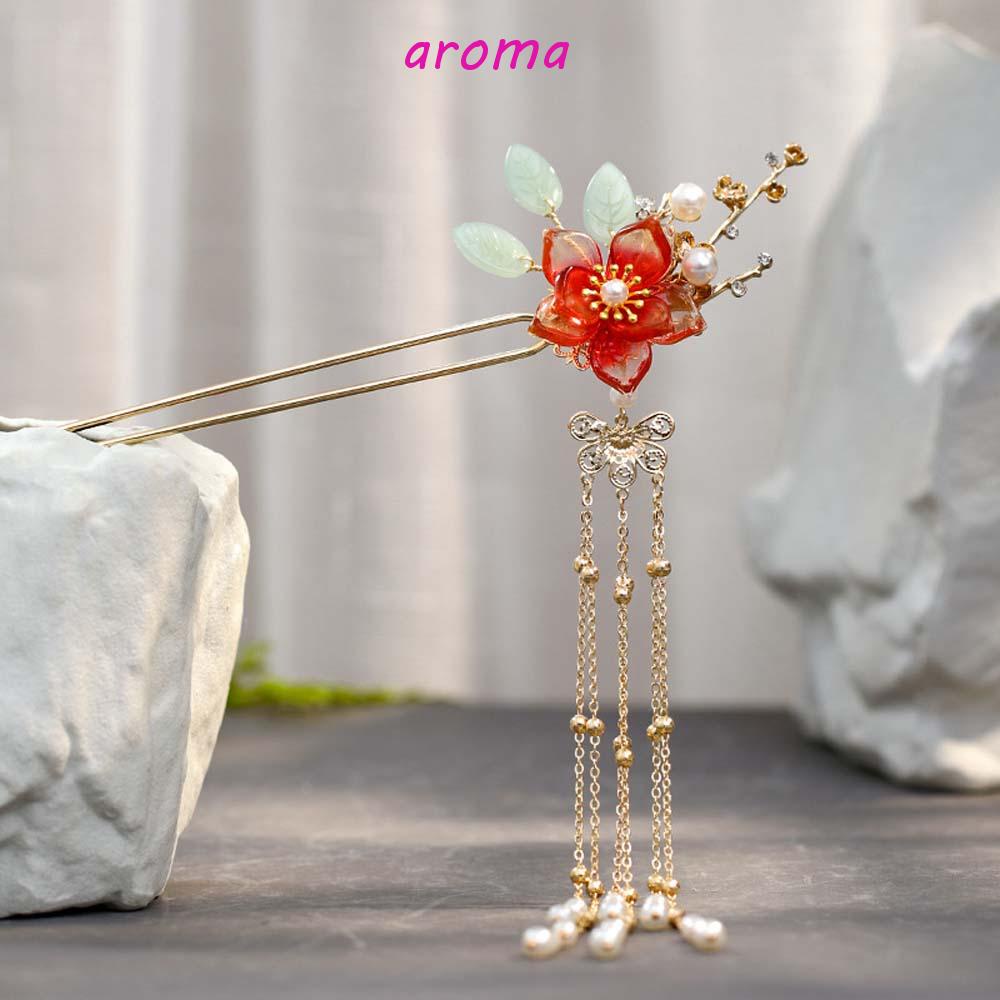 Trâm Cài Tóc Bằng Hợp Kim Họa Tiết Hoa Phong Cách Trung Quốc Thanh Lịch