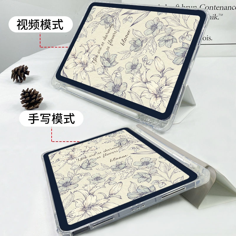 Ốp Máy Tính Bảng Trong Suốt Hình Hoa Cho iPad gen9 10.2 / air4 10.9 / pro 11 / pro 12.9 / gen5gen6 9.7 / air 310.5 / gen10 2022 / mini4 5 7.9 / mini6
