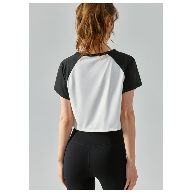 Áo Croptop Thể Thao Tay Ngắn Màu Sắc Tương Phản Thời Trang Cho Nữ
