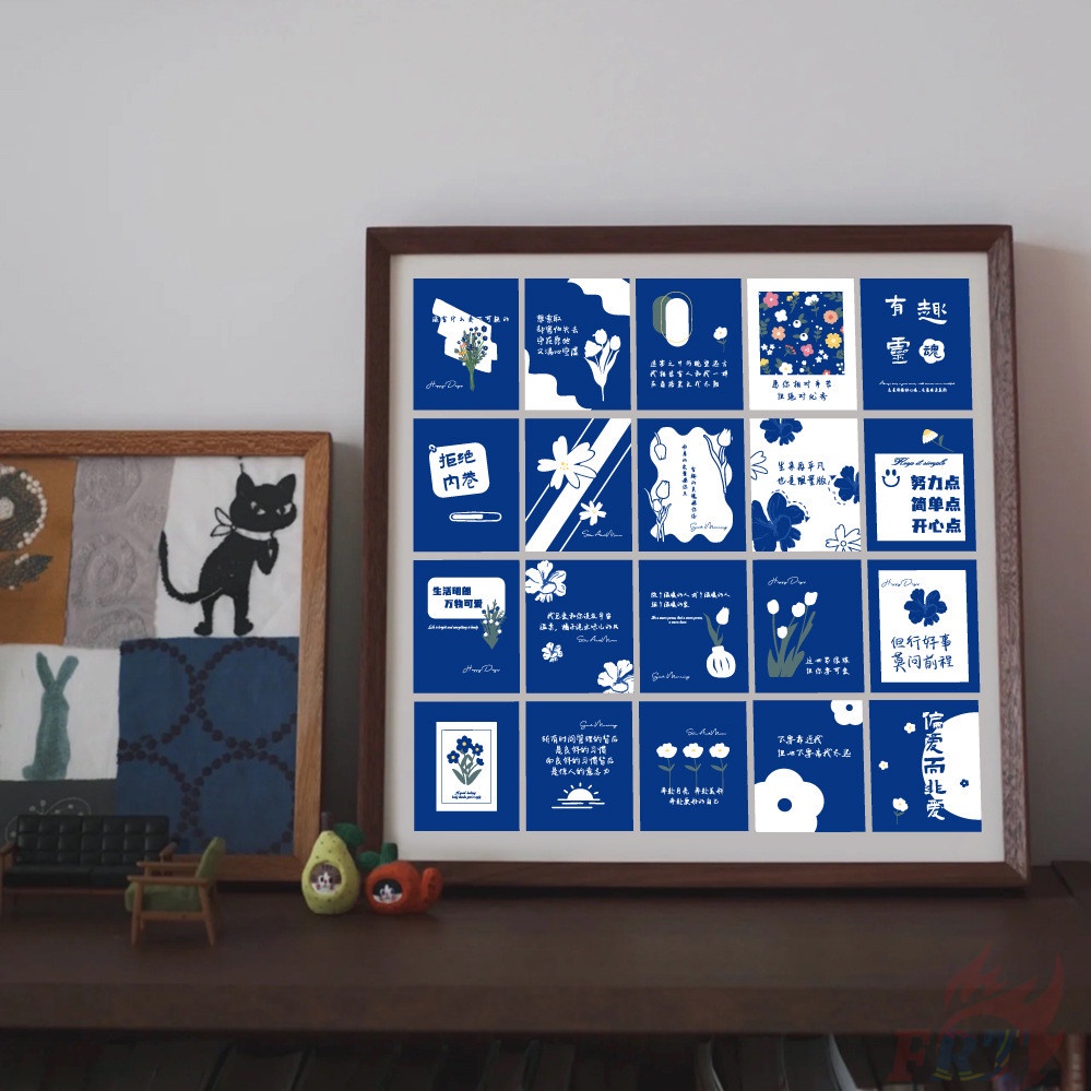 ❉ Nghệ Thuật Klein Xanh Dương Nghệ Thuật Set 03 Sticker Chữ Vibes Series 03 Dán Trang Trí Phong Cảnh ❉ Bộ 60 Sticker Chống Thấm Nước Họa Tiết Doodle Hợp Thời Trang