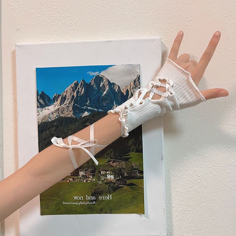 Spicy Girl DIY Strap Wooden Ear Edge Hand Sleeve Girls' New Y2K Millennium Gothic Lolita Jk Girls' Hand Ring Gloves Women
