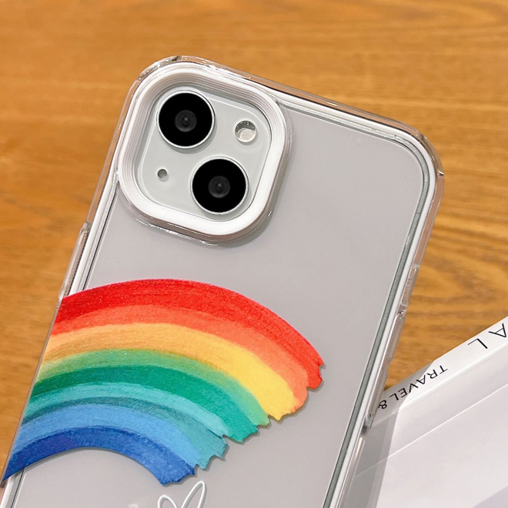 Ốp Điện Thoại TPU Mềm Chống Rơi In Hình Trái Tim Màu Cầu Vồng 3 Trong 1 Cho IPhone 14 Pro Max 13 12 11 Pro Max