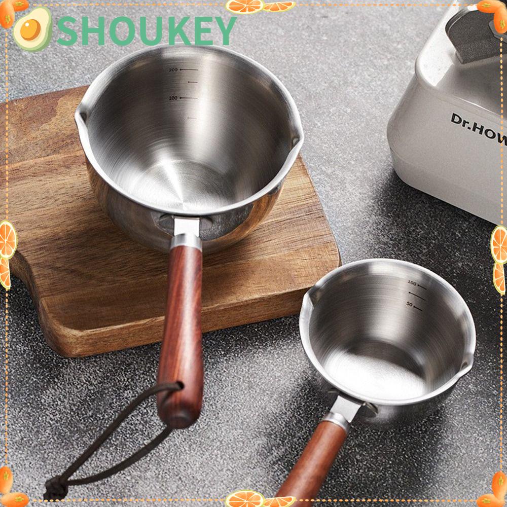 SHOUHOU Nồi Nấu Sữa Bằng Thép Không Gỉ Tay Cầm Gỗ Đa Năng Tiện Lợi Hai Kích Cỡ