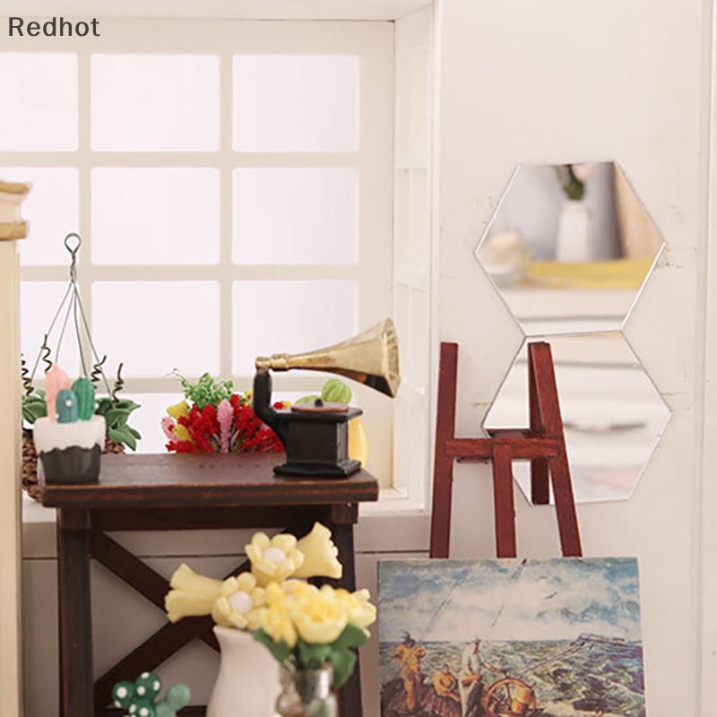 &lt; Redhot &gt; Bộ 2 Gương Trang Trí Nhà Búp Bê Mini Kết Hợp Làm Đạo Cụ Chụp Ảnh