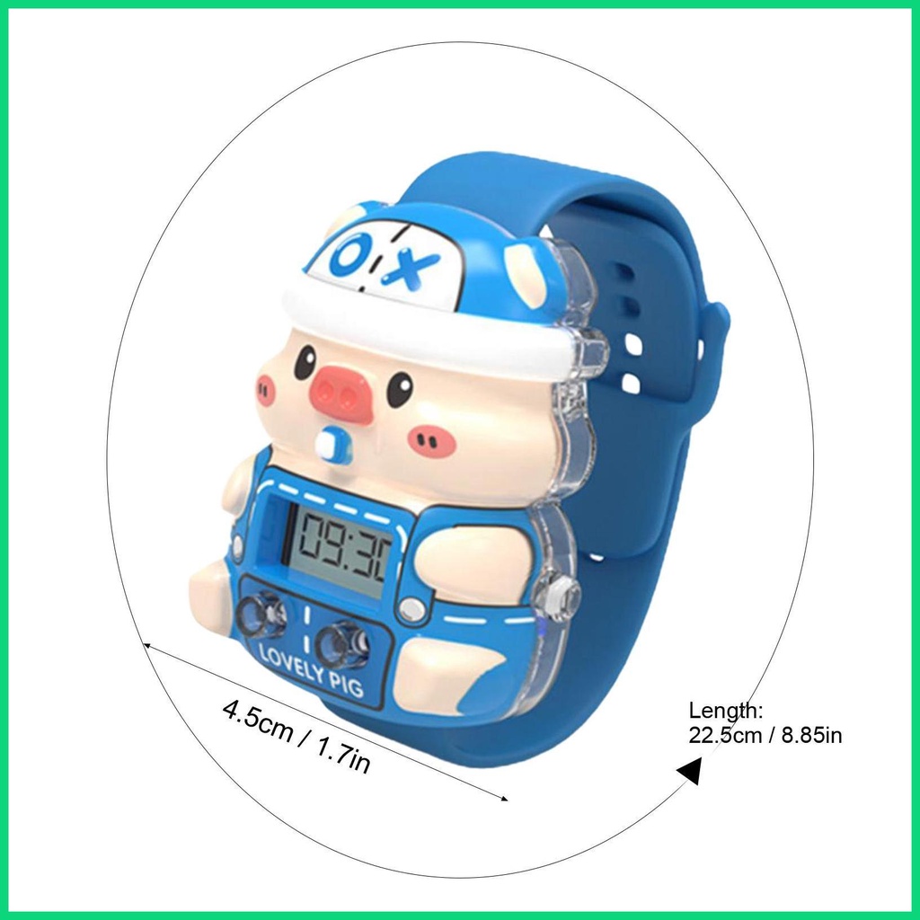 Đồng Hồ Đeo Tay Kỹ Thuật Số Hình Chú Heo Hoạt Hình 3D Dễ Thương Có Thể Điều Chỉnh Cho Bé Trai