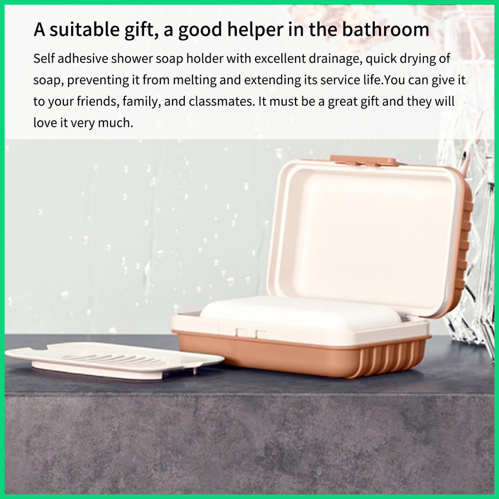 Giá Đỡ Xà Phòng Tự Dính Có Rãnh Thoát Nước Di Động Cho Nhà Ở