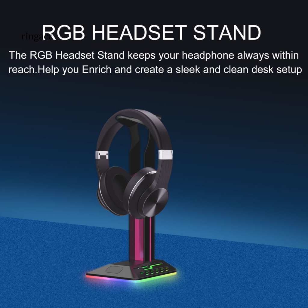 Rga 1 Bộ Giá Đỡ Tai Nghe Chơi Game 2 Trong 1 7 RGB Ánh Sáng Dạ Quang Chống Trượt Với 2 Cổng USB