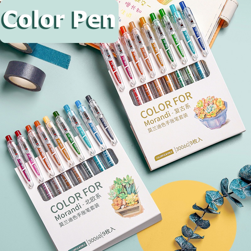 Set Bút Morandi Macaron 9 Màu Dễ Thương Cho Học Sinh