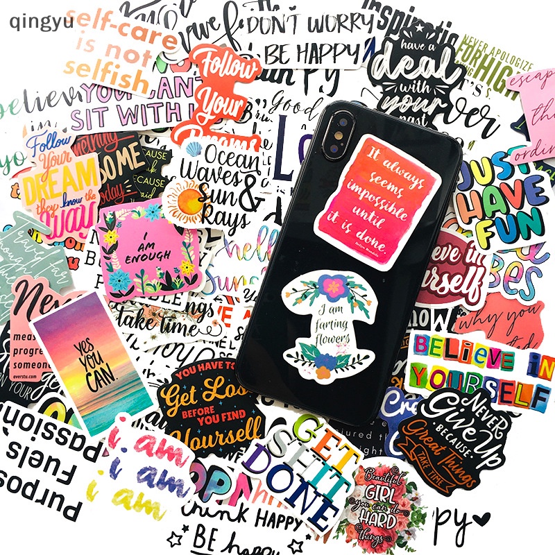 Set 100 Miếng Dán Chữ Tiếng Anh Trang Trí Ván Trượt / Guitar / Laptop