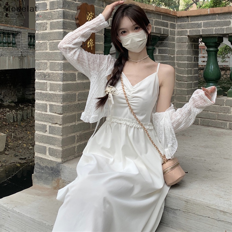 Mfc Đầm Chiffon Hở Vai Dáng Ôm Màu Trơn Thời Trang Mùa Hè Cho Nữ