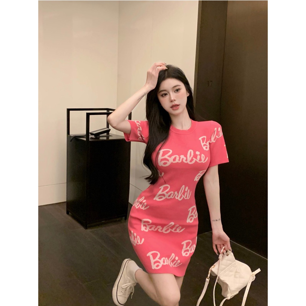 Đầm Tay Ngắn In Chữ Thời Trang Mùa Hè 2023 Dành Cho Nữ