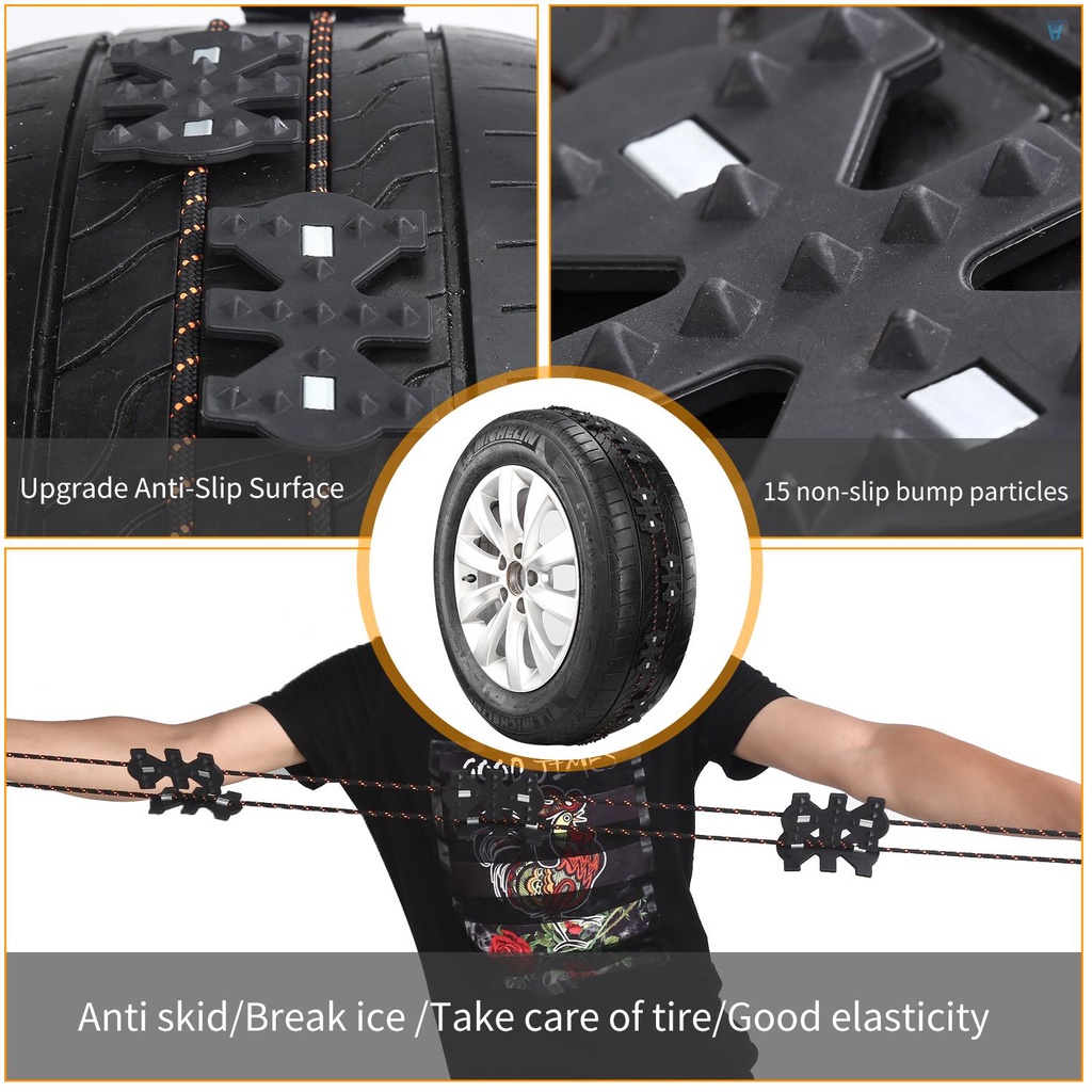 Bộ 4 Dây Xích Khẩn Cấp Chống Trượt Tuyết Màu Đen Thông Dụng Cho Xe Hơi Xe Tải SUV MPV