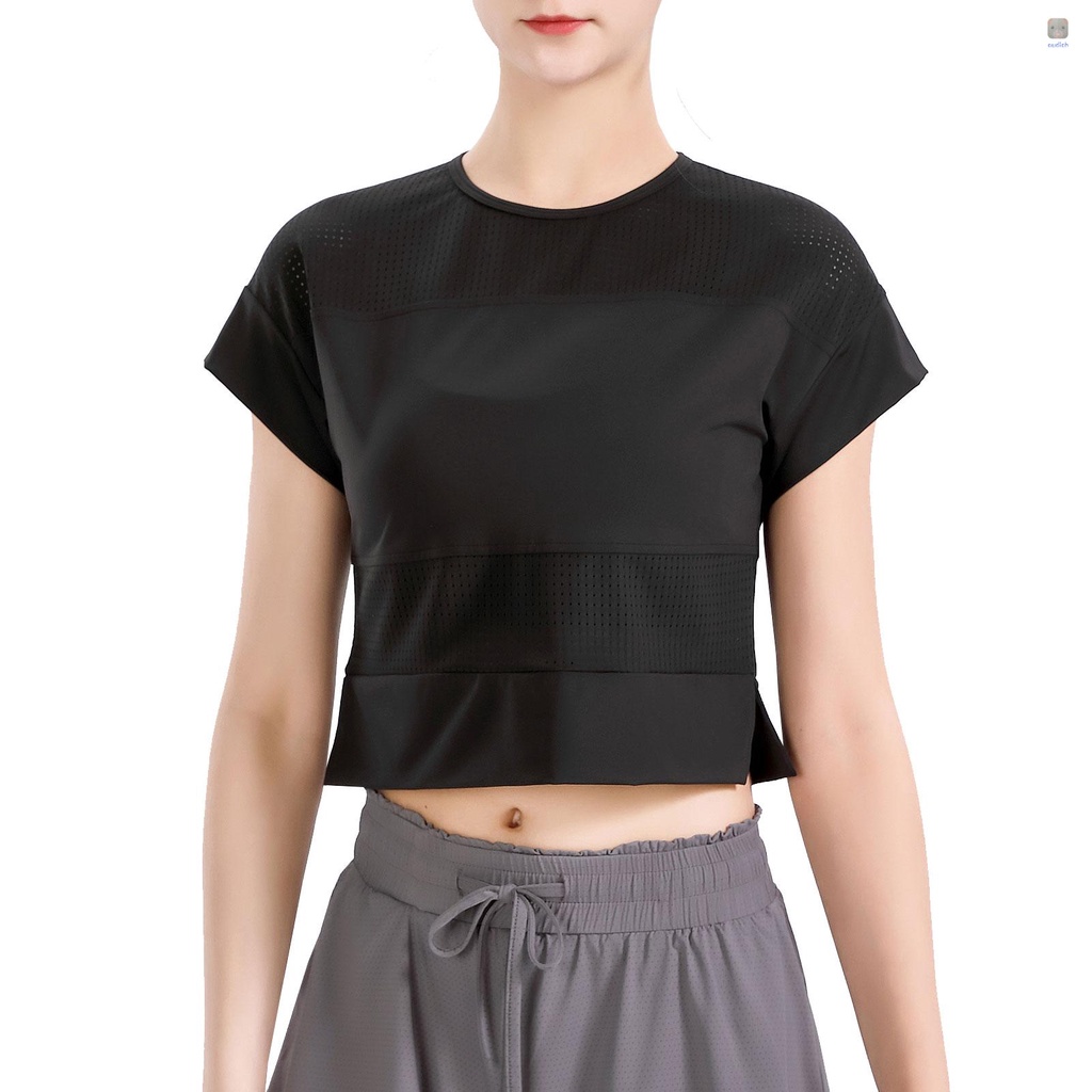 Áo Thun Thể Thao Tay Ngắn Phối Lưới Thoáng Khí Thời Trang Cho Nữ